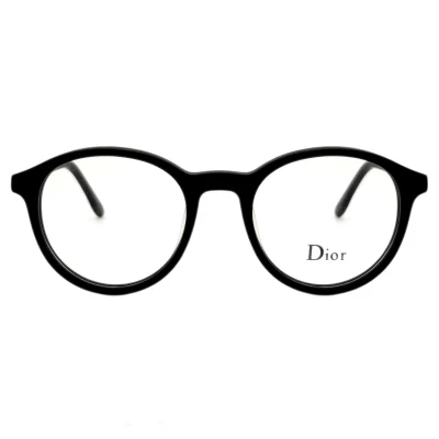 نمای روبروی عینک مینیمال گرد دیور مشکی Dior