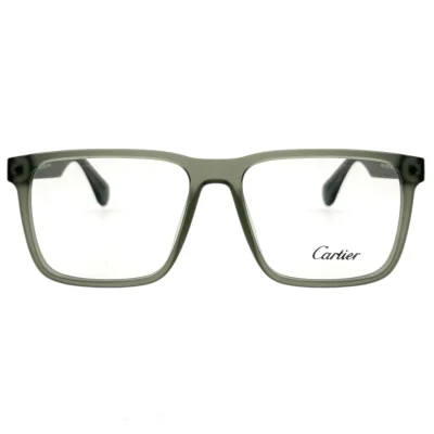 نمای روبروی عینک طبی مستطیل سبز کارتیه Cartier