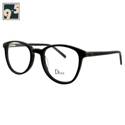 نمای سه رخ عینک مینیمال گربه ای دیور مشکی Dior
